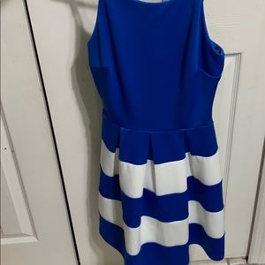 Spaghetti strap blue and white dress